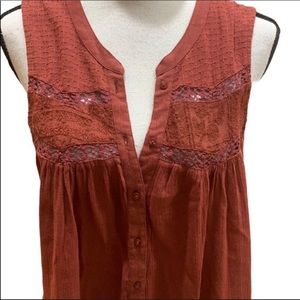 American Eagle Rust Boho Sleeveless Top. Size L